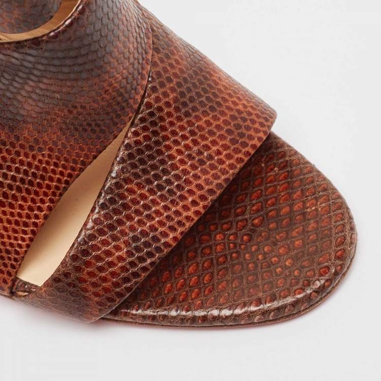 Pre Owned Christian Louboutin Brown Karung Leather Cachottiere Sandals Size 37.5