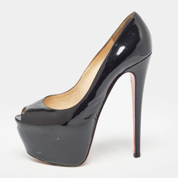 Christian Louboutin Black Patent Leather Highness Pumps Size 38.5 Christian Louboutin TLC