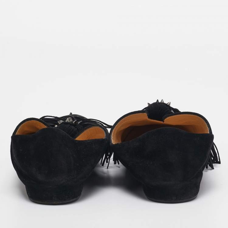 مملوكة مسبقًا Christian Louboutin Black Suede Medinana Flats Size 37.5
