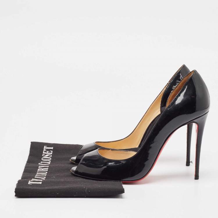 Pre Owned Christian Louboutin Black Patent Leather Demi You Pumps Size 38