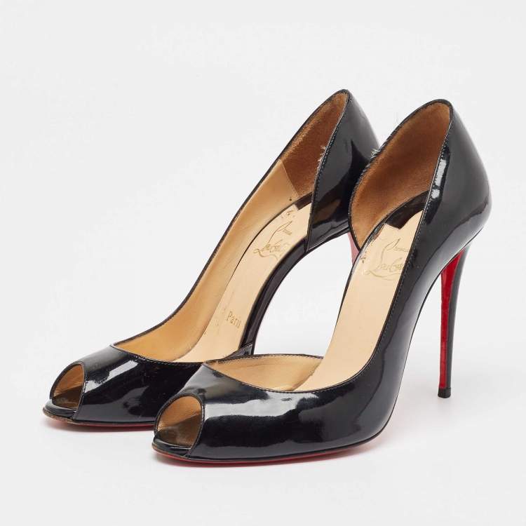 Pre Owned Christian Louboutin Black Patent Leather Demi You Pumps Size 38