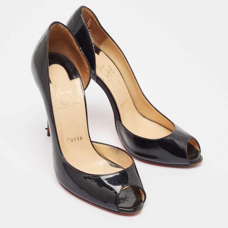 Pre Owned Christian Louboutin Black Patent Leather Demi You Pumps Size 38