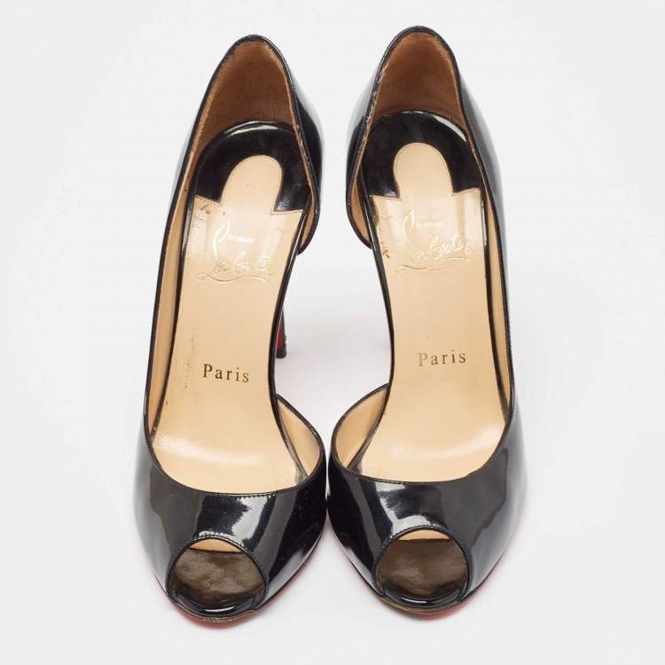 Pre Owned Christian Louboutin Black Patent Leather Demi You Pumps Size 38