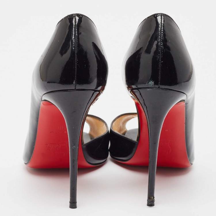 Pre Owned Christian Louboutin Black Patent Leather Demi You Pumps Size 38