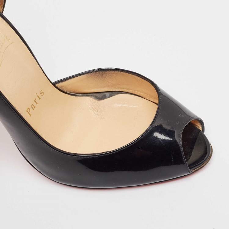 Pre Owned Christian Louboutin Black Patent Leather Demi You Pumps Size 38