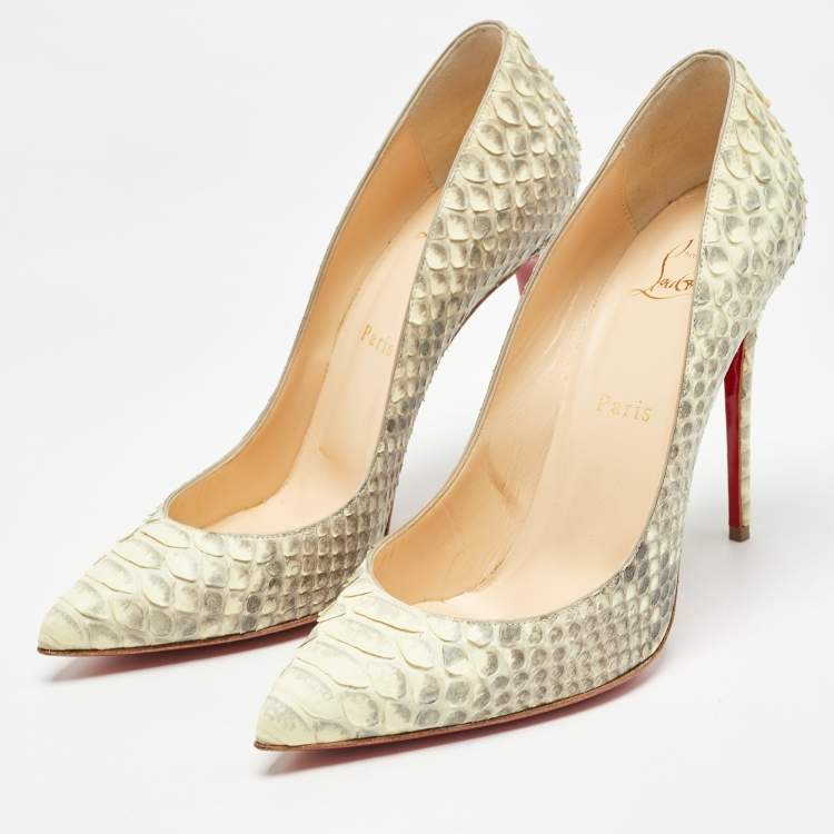 Pre Owned Christian Louboutin Light Yellow/Grey Python Pigalle Follies Pumps Size 39.5