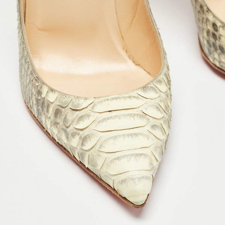 Pre Owned Christian Louboutin Light Yellow/Grey Python Pigalle Follies Pumps Size 39.5