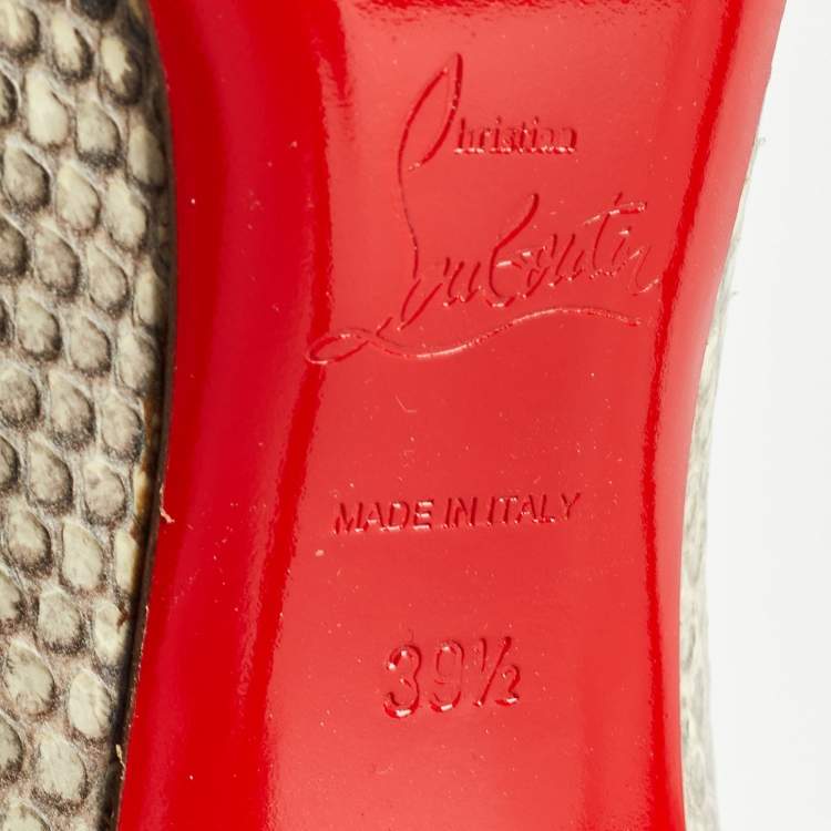 Pre Owned Christian Louboutin Light Yellow/Grey Python Pigalle Follies Pumps Size 39.5