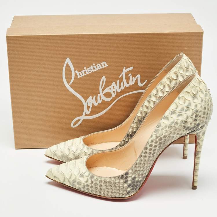 Pre Owned Christian Louboutin Light Yellow/Grey Python Pigalle Follies Pumps Size 39.5