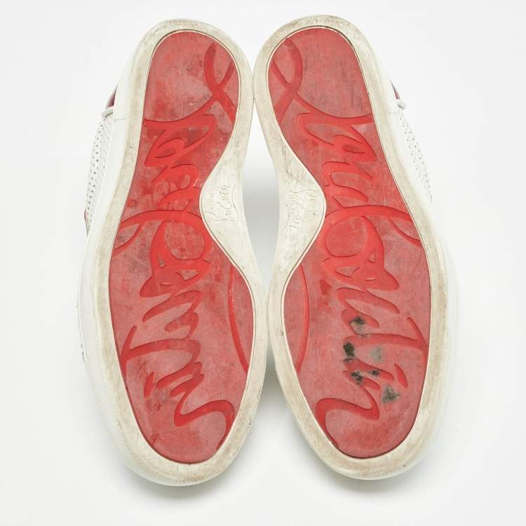 Pre Owned Christian Louboutin White Leather and PVC  Trimmed Fun Vieira Trainers Size 34.5