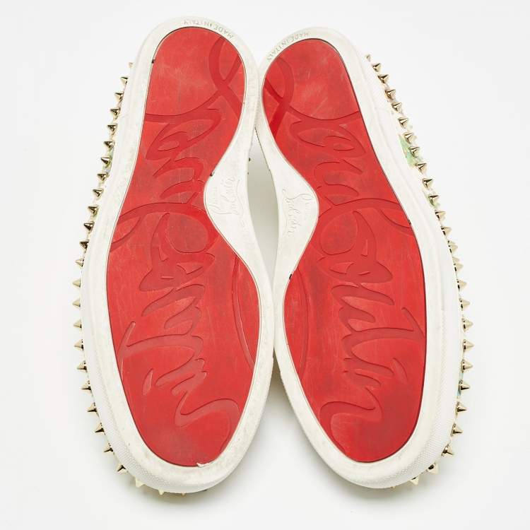 Pre Owned Christian Louboutin Multicolor Floral Print Python Pik Boat Sneakers Size 38