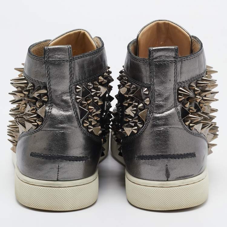Pre Owned Christian Louboutin Metallic Leather Pik Pik Pik High Top Sneakers Size 40