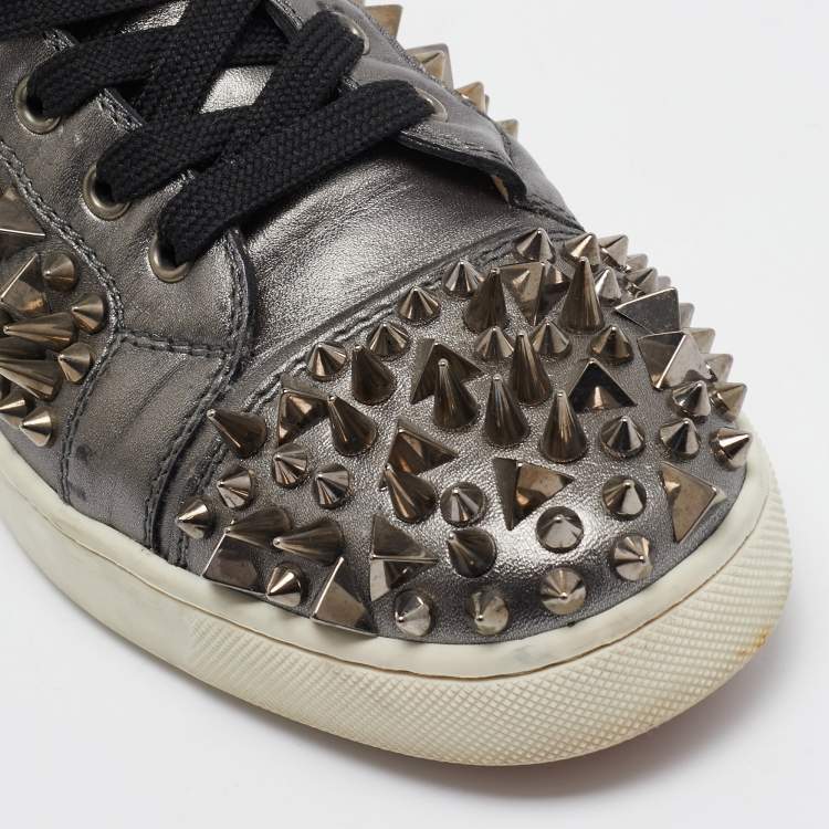 Pre Owned Christian Louboutin Metallic Leather Pik Pik Pik High Top Sneakers Size 40