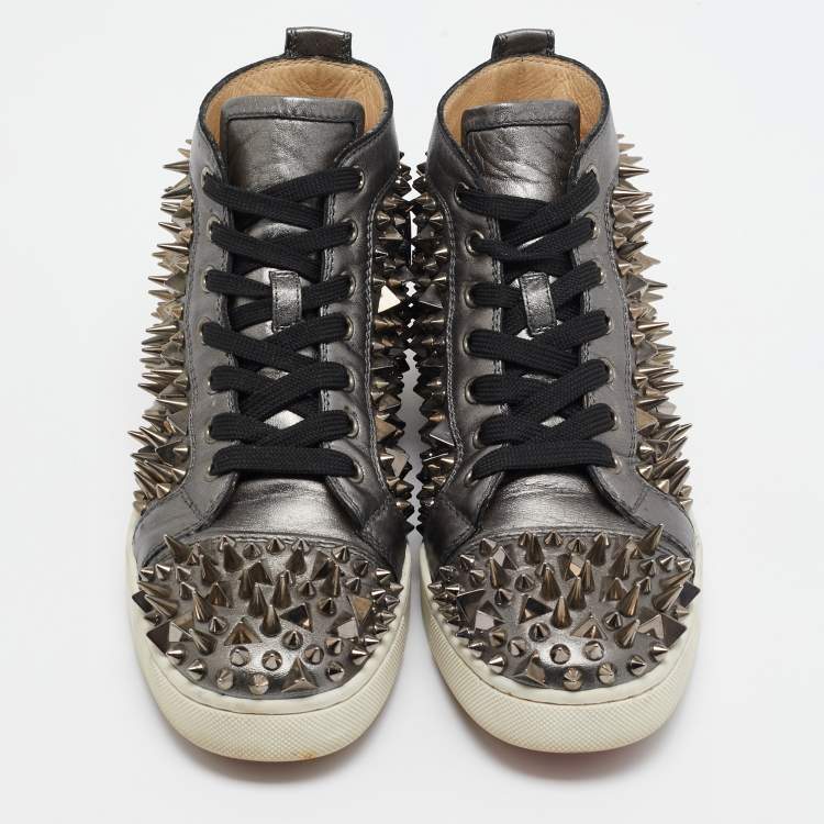 Pre Owned Christian Louboutin Metallic Leather Pik Pik Pik High Top Sneakers Size 40