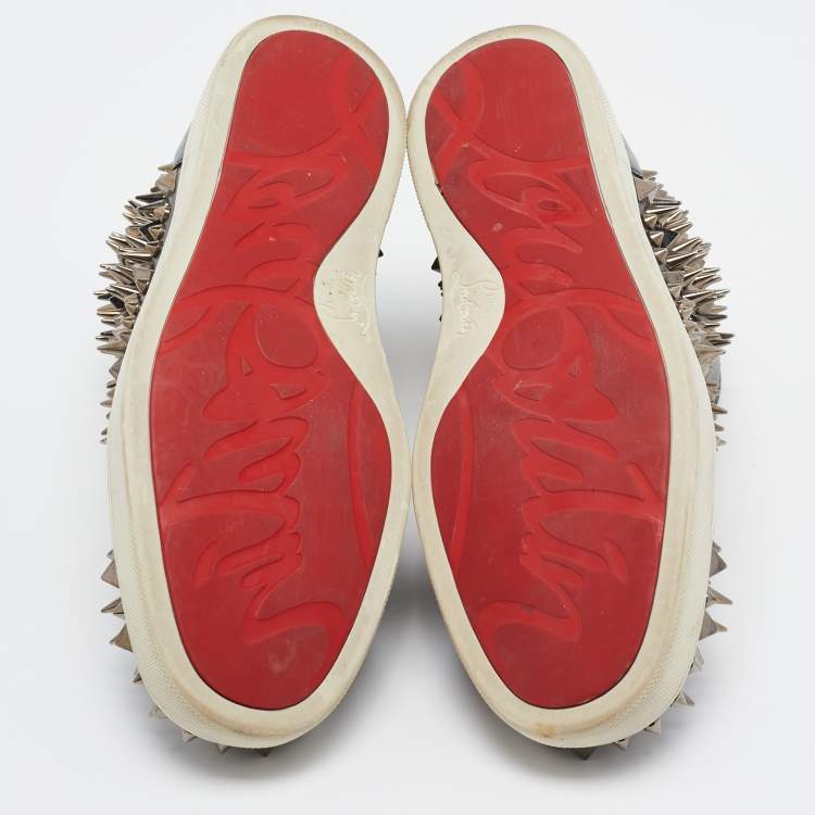 Pre Owned Christian Louboutin Metallic Leather Pik Pik Pik High Top Sneakers Size 40