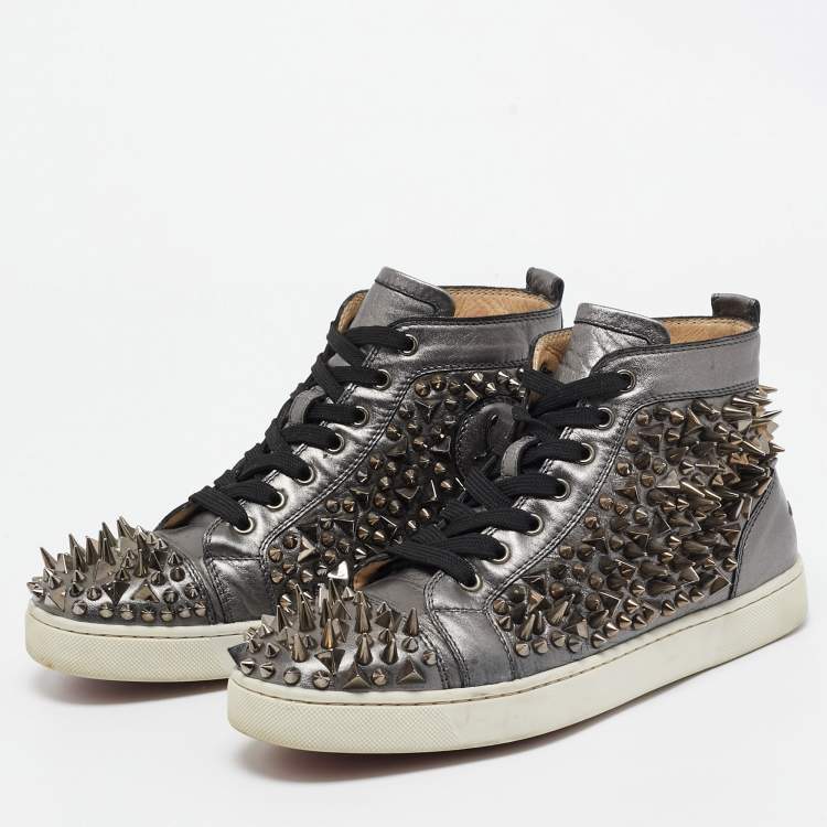 Pre Owned Christian Louboutin Metallic Leather Pik Pik Pik High Top Sneakers Size 40