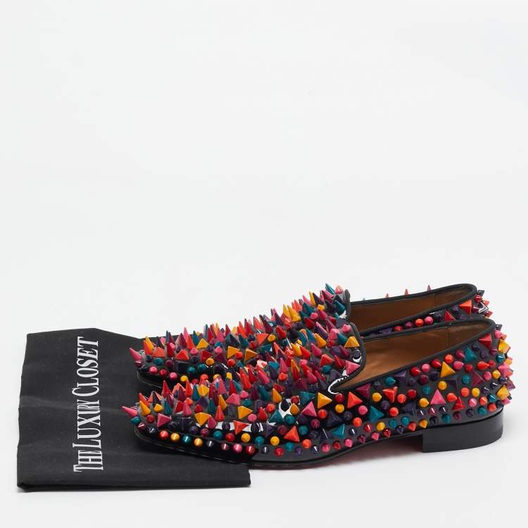 Pre Owned Christian Louboutin Multicolor Patent Dandy Pik Pik Loafers Size 40
