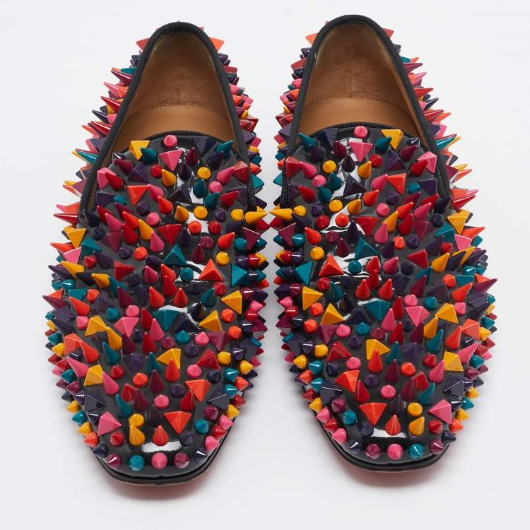 Pre Owned Christian Louboutin Multicolor Patent Dandy Pik Pik Loafers Size 40
