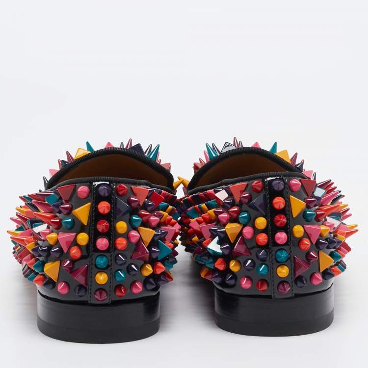 Pre Owned Christian Louboutin Multicolor Patent Dandy Pik Pik Loafers Size 40