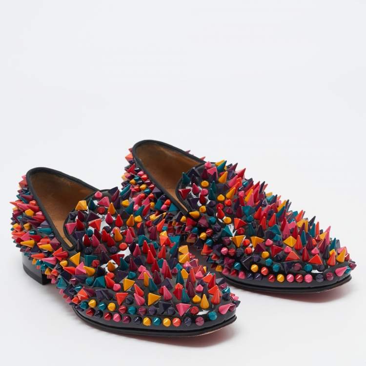 Pre Owned Christian Louboutin Multicolor Patent Dandy Pik Pik Loafers Size 40