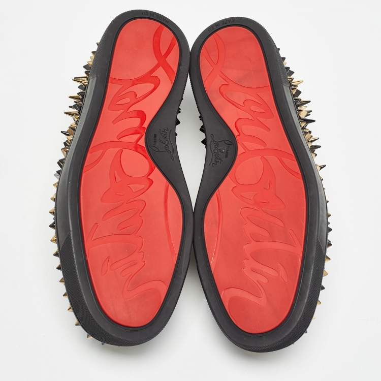 Pre Owned Christian Louboutin Black Suede Spike Loafers Size 40