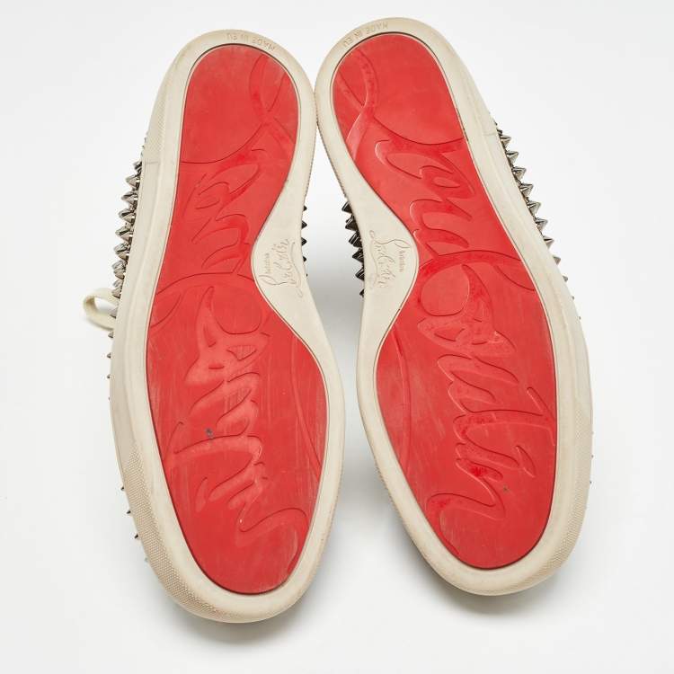 Pre Owned Christian Louboutin Gold Python Louis Spikes Sneakers Size 40