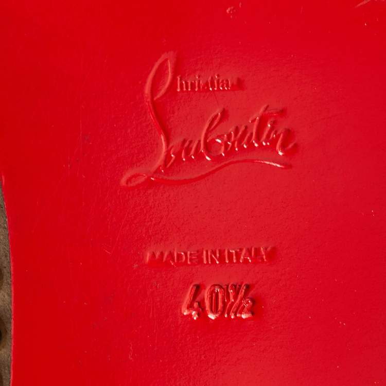 Pre Owned Christian Louboutin Brown/Black Suede and PVC Freddy Spike Oxfords Size 40.5