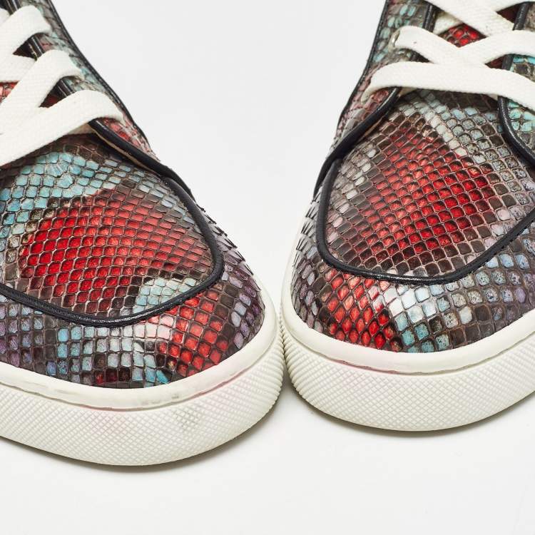 Pre Owned Christian Louboutin Multicolor Python Louis High Top Sneakers Size 40