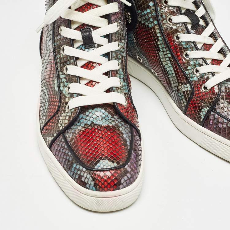 Pre Owned Christian Louboutin Multicolor Python Louis High Top Sneakers Size 40