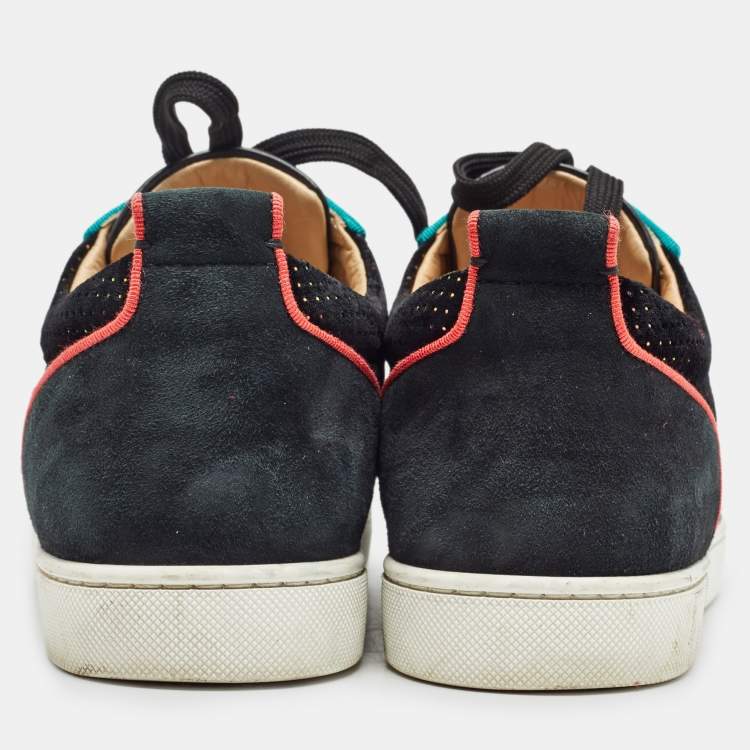 Pre Owned Christian Louboutin Black Velvet and Suede Studded Rantus Orlato Low Top Sneakers Size 43