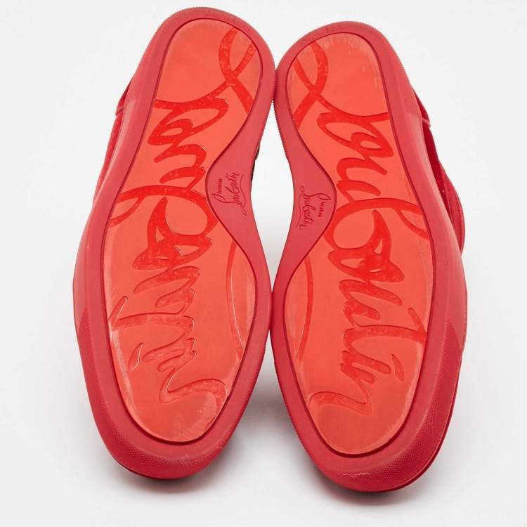 Pre Owned Christian Louboutin Red Velvet Louis High Top Sneakers Size 43