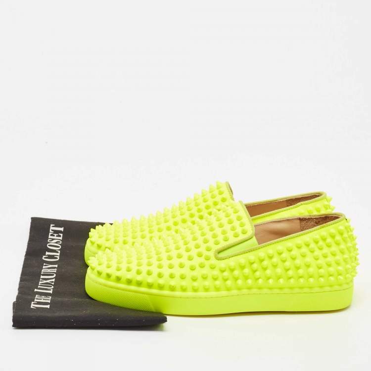 Pre Owned Christian Louboutin Green Leather Roller Boat Sneakers Size 40