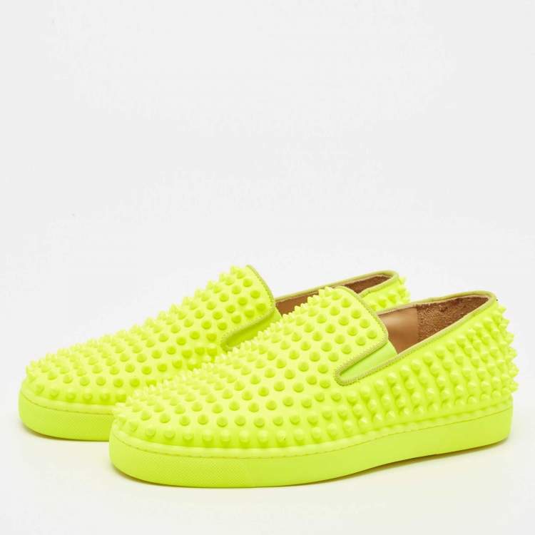 Pre Owned Christian Louboutin Green Leather Roller Boat Sneakers Size 40