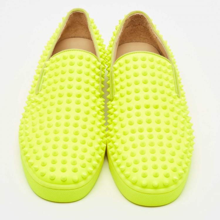 Pre Owned Christian Louboutin Green Leather Roller Boat Sneakers Size 40