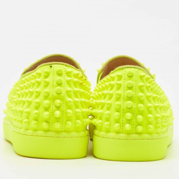 Pre Owned Christian Louboutin Green Leather Roller Boat Sneakers Size 40