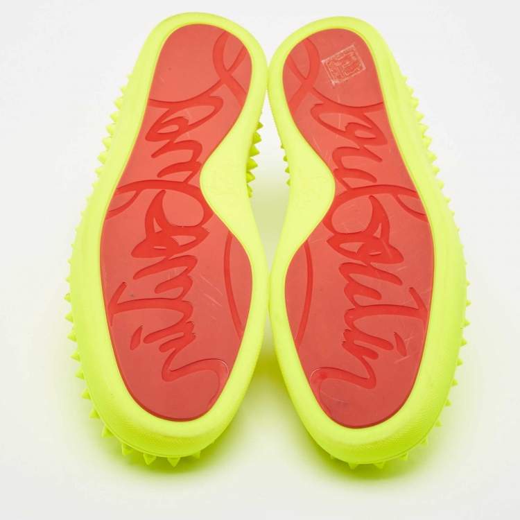 Pre Owned Christian Louboutin Green Leather Roller Boat Sneakers Size 40