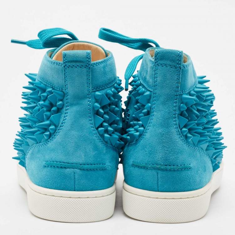 Pre Owned Christian Louboutin Blue Suede Pik Pik Louis High Top Sneakers Size 40