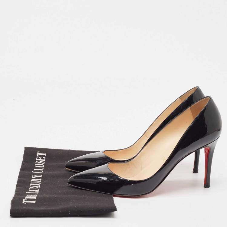 Pre Owned Christian Louboutin Black Patent Leather Kate Pumps Size 39