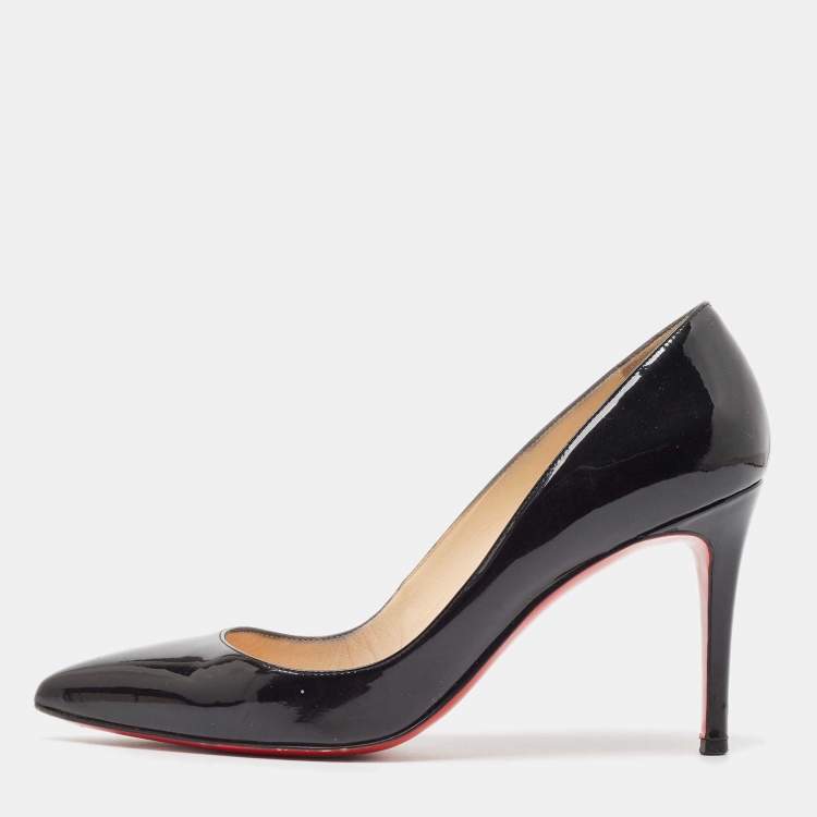Pre Owned Christian Louboutin Black Patent Leather Kate Pumps Size 39