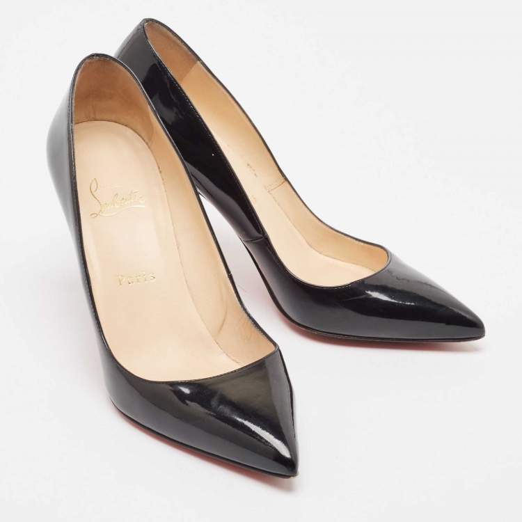 Pre Owned Christian Louboutin Black Patent Leather Kate Pumps Size 39