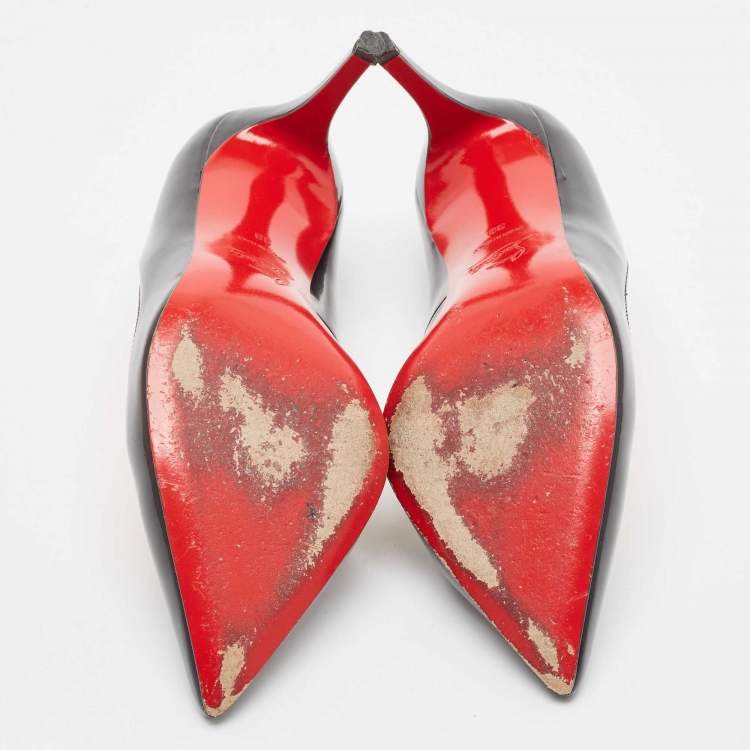 Pre Owned Christian Louboutin Black Patent Leather Kate Pumps Size 39