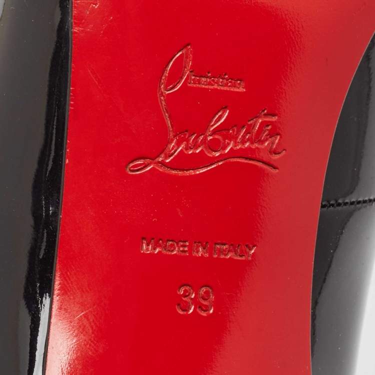 Pre Owned Christian Louboutin Black Patent Leather Kate Pumps Size 39