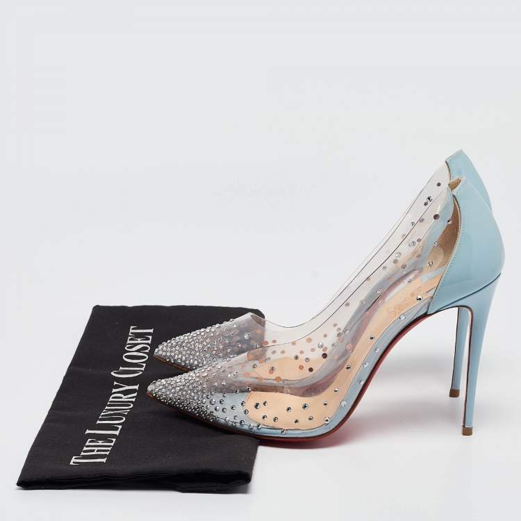 Pre Owned Christian Louboutin Blue Patent and PVC Degrastrass Pumps Size 39