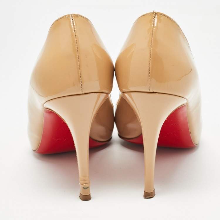 Pre Owned Christian Louboutin Beige Patent Leather You You Pumps Size 38.5