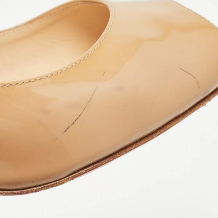 Pre Owned Christian Louboutin Beige Patent Leather You You Pumps Size 38.5