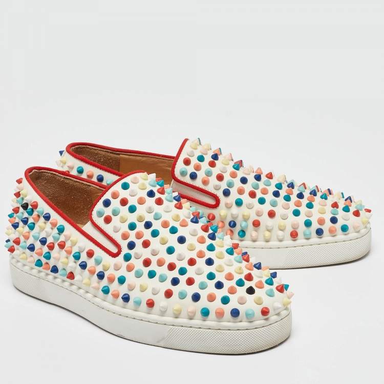 Pre Owned Christian Louboutin Multicolor Leather Roller Boat  Sneakers Size 40