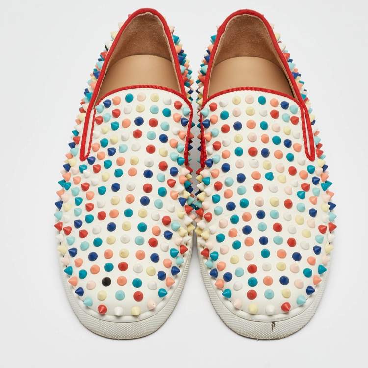 Pre Owned Christian Louboutin Multicolor Leather Roller Boat  Sneakers Size 40