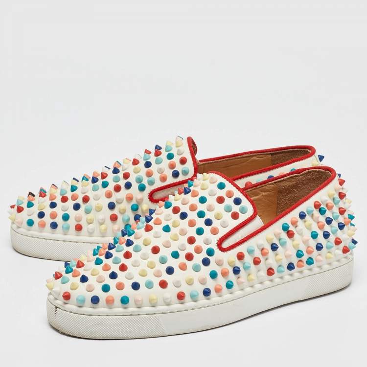 Pre Owned Christian Louboutin Multicolor Leather Roller Boat  Sneakers Size 40