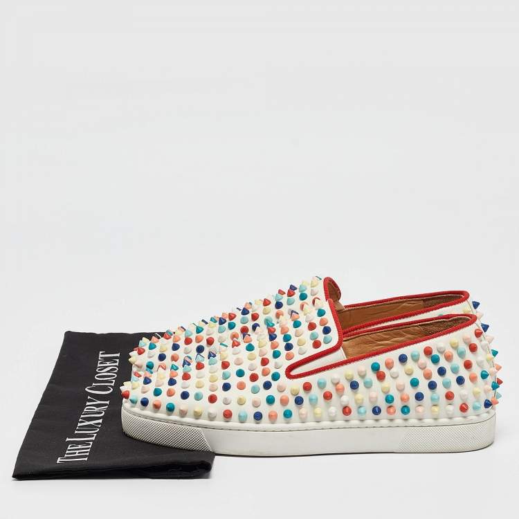 Pre Owned Christian Louboutin Multicolor Leather Roller Boat  Sneakers Size 40