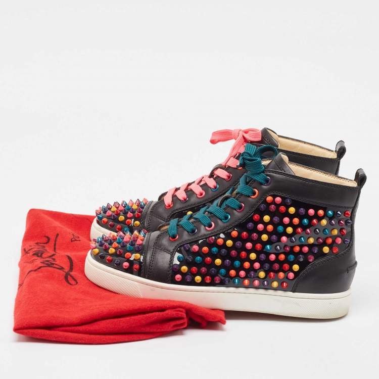 Pre Owned Christian Louboutin Multicolor Leather Louis Spikes High Top Sneakers Size 40